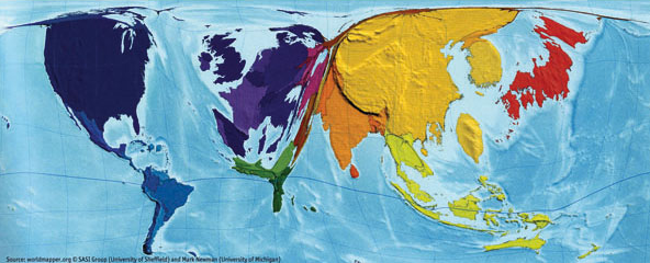 Changing world map